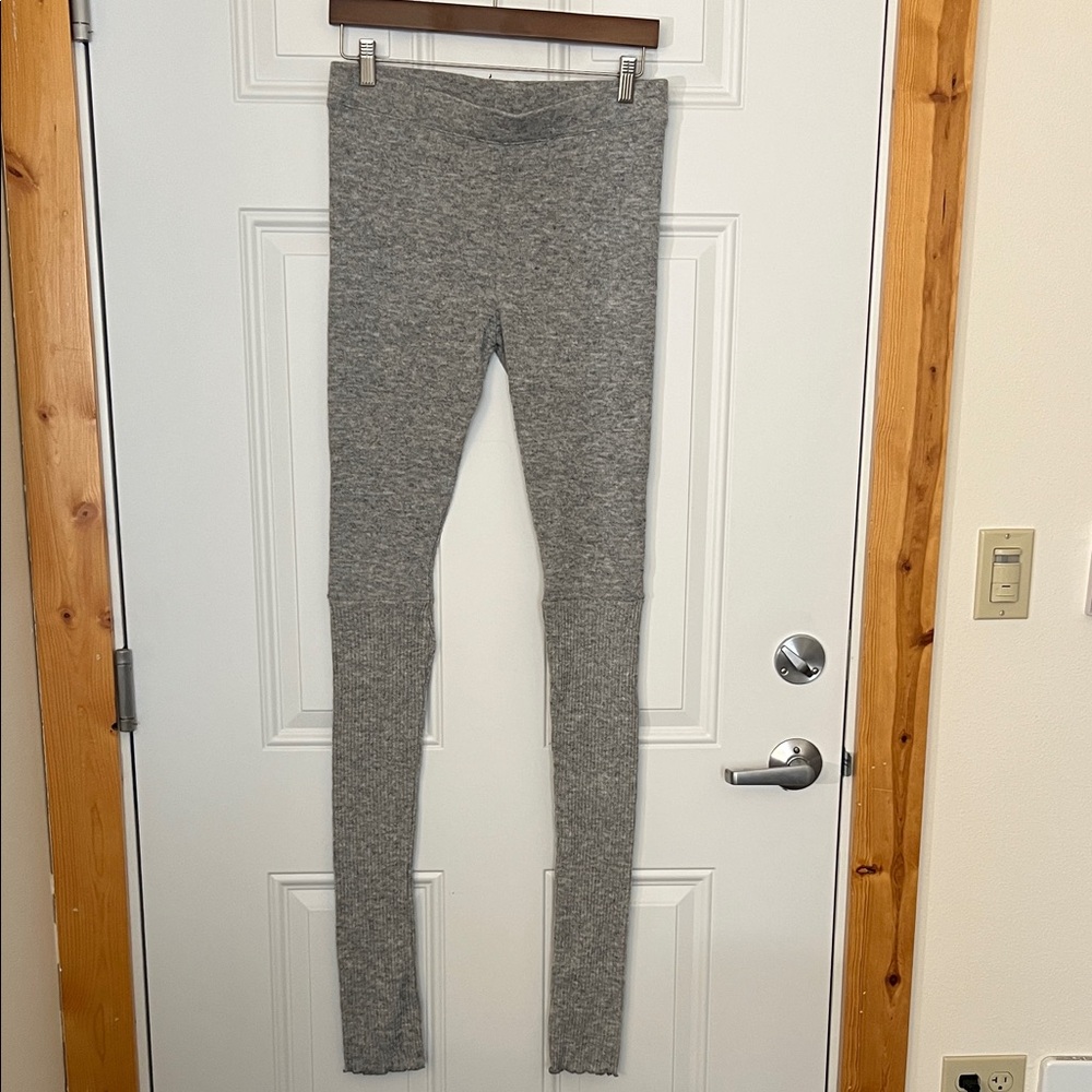 Free People Extra-Long Gray Knit Leggings